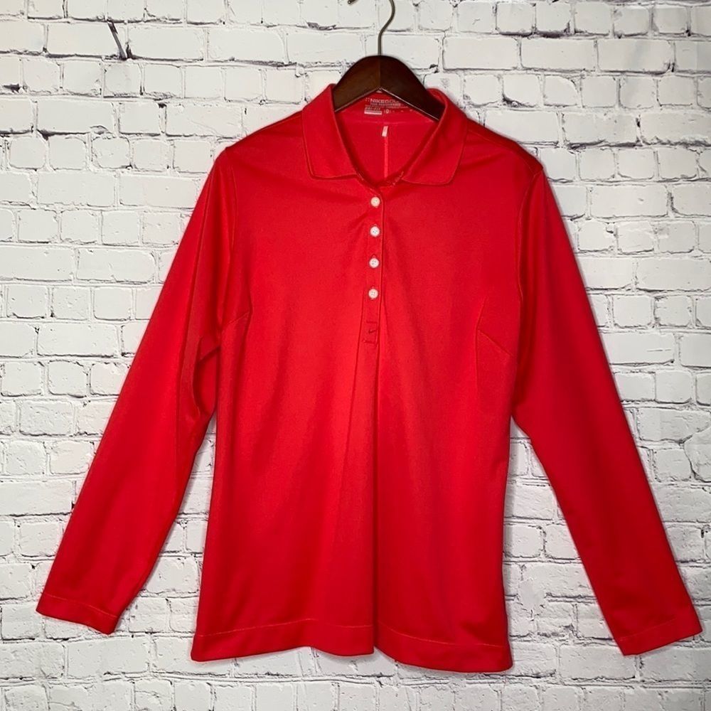 Nike Red Long Sleeve Polo Top